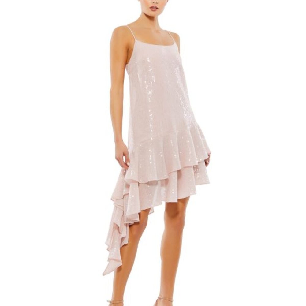 New Ieena for Mac Duggal 10796 Asymmetric Skirt Sequin Dress